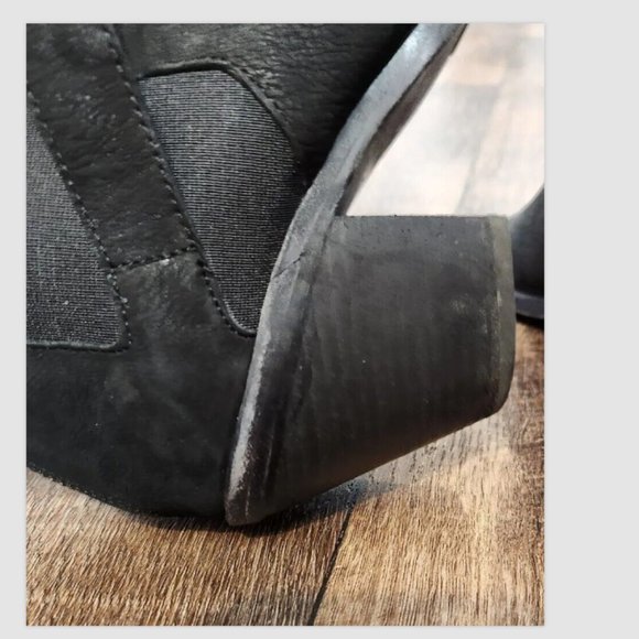 Eileen Fisher List Black Leather Peep Toe Ankle Booties - Picture 16 of 16